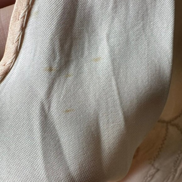 1940s Queen Mary Vintage Lace Nightgown – Antique Peach Enka Rayon Silk – S/M - Picture 13 of 15